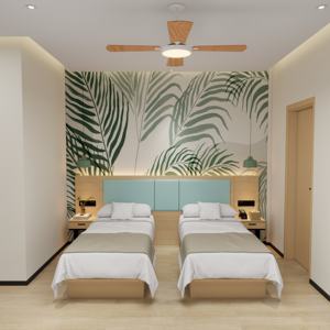 Meubles de chambre à coucher modernes de haute qualité, style Maldives, personnalisables en usine, avec bande lumineuse LED pour hôtel - Product Image 1