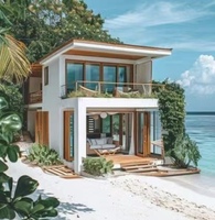 Maison préfabriquée en Chine, maisons insulaires, resort de Bali, bungalow de vacances avec piscine pour lune de miel