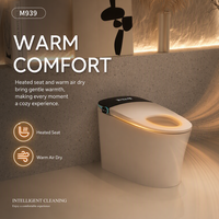 WC intelligent avec télécommande, siège chauffant, cuvette allongée en céramique, double chasse d'eau, siphon en P/S