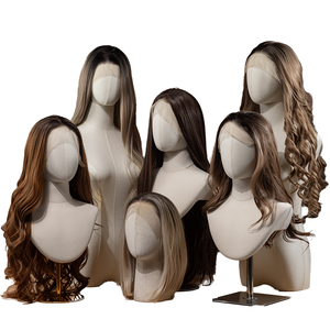 Cabeza de Maniquí para Pelucas Cubierta de Lona con Soporte Metálico para Exhibición de Pelucas, Exhibición en Escaparates de Salones y Tiendas - Product Image 1