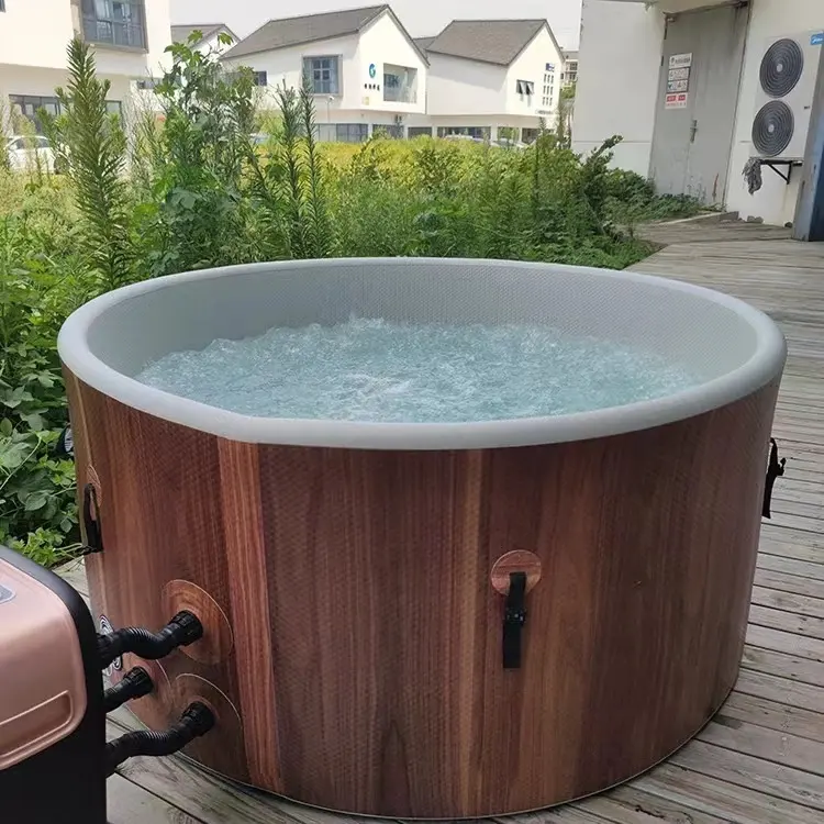 6 Person Inflatable Round Hot Tub Jacuzzis Outdoor SPA with 140 Soothing AirJets Insulating Cover Pump and Smartphone App