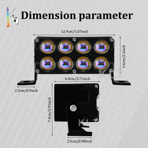 <span class=keywords><strong>KLT</strong></span> Nouveau projecteur LED double rangée 12V 80V 97W à 8 lentilles, feux antibrouillard bicolores pour voitures, camions, VUS, UTV, motos, éclairage de <span class=keywords><strong>conduite</strong></span> - Product Image 4