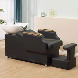 Wholesale Modern Hair Salon Shampoo <b>Bed</b> Manufacturer's Custom Ceramic Basin Semi-Reclining Head Therapy Barber Shop Washing <b>Bed</b> - Product Image 5