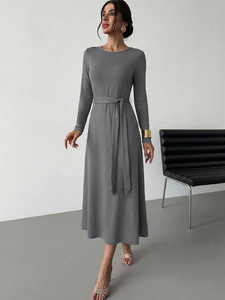 Fashion Autumn/<b>Spring</b>/Summer Casual <b>Women</b> Islamic 2026 Muslim Comfortable Modest Midi Natural Waist Breathable A-line <b>Dress</b> - Product Image 2