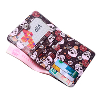 Dompet Pendek Baru Bermotif Kartun dengan Penutup Kancing, Lapisan Kanvas, Portabel, Multi-Fungsi, Tas Kartu Unisex