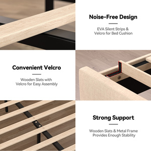 Cadre de lit complet réglable avec lumières LED et station de charge, tête de lit et cadre de lit rembourrés modernes, taille King - Product Image 3