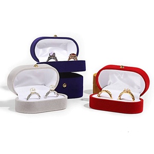 Elegant Flannel Double Slot <b>Rings</b> Jewelry Box Solid Color <b>Ring</b> <b>Storage</b> Box Velvet Proposal Pair <b>Ring</b> Box for Couple - Product Image 2