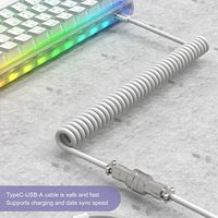 Câble Type-C personnalisé HZGAMER, double gaine, enroulé, avec connecteur Aviator détachable pour clavier mécanique, câble enroulé