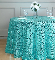 Nappe ronde de luxe en polyester de 120 pouces, technique tissée, pour mariages et événements, sequins colorés pour table à manger