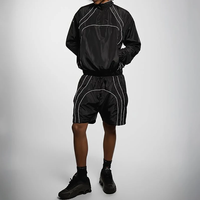 Ensemble survêtement homme automne, veste coupe-vent et short en polyester et nylon imperméable avec logo personnalisé imprimé par le fabricant de vêtements