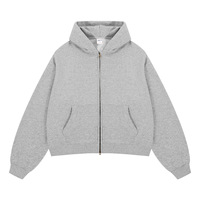 Sweat à capuche zippé surdimensionné de bonne qualité avec broderie en tissu polaire personnalisé