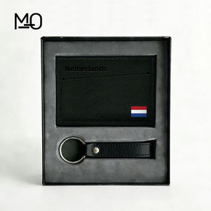 Ensemble Cadeau Portefeuille et Porte-clés en Cuir PU Personnalisé avec Impression Drapeau National, Logo Gravé ou en Relief, Porte-cartes Minimaliste Économique - Product Image 2