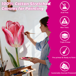 Lienzo Estirado para Pintar, 6 Tamaños <span class=keywords><strong>de</strong></span> 4x4 a 16x20, 100% Algodón con Semillas <span class=keywords><strong>de</strong></span> Algodón Naturales, Lienzo Artístico Libre <span class=keywords><strong>de</strong></span> Ácidos para Acrílico y Óleo - Product Image 3