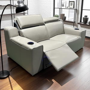 بيع مباشر كرسي أريكة مسرح منزلي جلد أسود مقعد كهربائي أحدث تصميم كرسي مسرح سينمائي مع مسند رأس كهربائي - Product Image 6