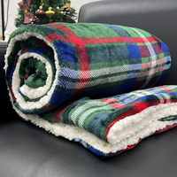 Großhandel Amerikanischer Landhausstil Doppellagige Sherpa-Wurfdecke Weiche Fleece-Bürodecke Weihnachtsdecke OEM