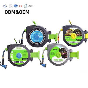 Carrete de Manguera de Jardín Retráctil de 1/2 Pulgada con Carcasa de Goma Resistente, Características Antiabrasión y Anticorrosión, Soporte de Pared Portátil, 10 Funciones CNS - Product Image 1