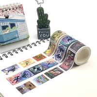 Ruban adhésif washi personnalisé imprimé en couleur CMYK, nuage vert pailleté, transparent et coloré
