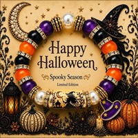 Nouveau Bracelet d'Halloween Fantôme Chat Noir Citrouille Perles de Cristal Bijou Élastique Cadeau Festif Vente en Gros
