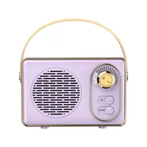 2024 Mini alto-falantes clássico vintage sem fio rádio portátil alto-falante estéreo disco U profundo mãos livres