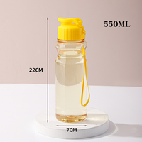 Bouteille d'eau sport en PET grande capacité 500 ml, transparente, portable, pour le camping, les voyages, l'école, la salle de sport, en plastique, idéale comme cadeau