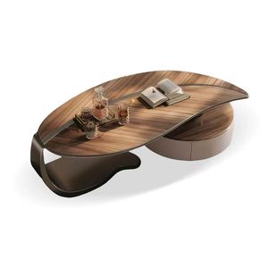 Table console élégante en noyer avec tiroir de rangement, pieds en fer noir écologiques, meubles de salon modernes en bois - Product Image 3
