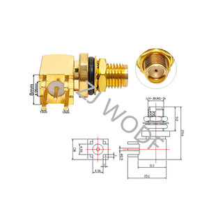 Nhà sản xuất RoHS SMA-KE kết nối SMA nữ Jack vách ngăn không thấm nước hàn/Hàn cạnh PCB thẳng bảng điều chỉnh gắn cắm ổ cắm - Product Image 1