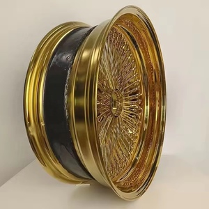 Nueva Llanta de Acero de 24/26 Pulgadas, Totalmente Dorada, de <span class=keywords><strong>4</strong></span>/5/6 Hoyos, con Radios Cruzados Rectos, Cóncava Profunda, con Adaptador y Tapón Desmontable - Product Image 3