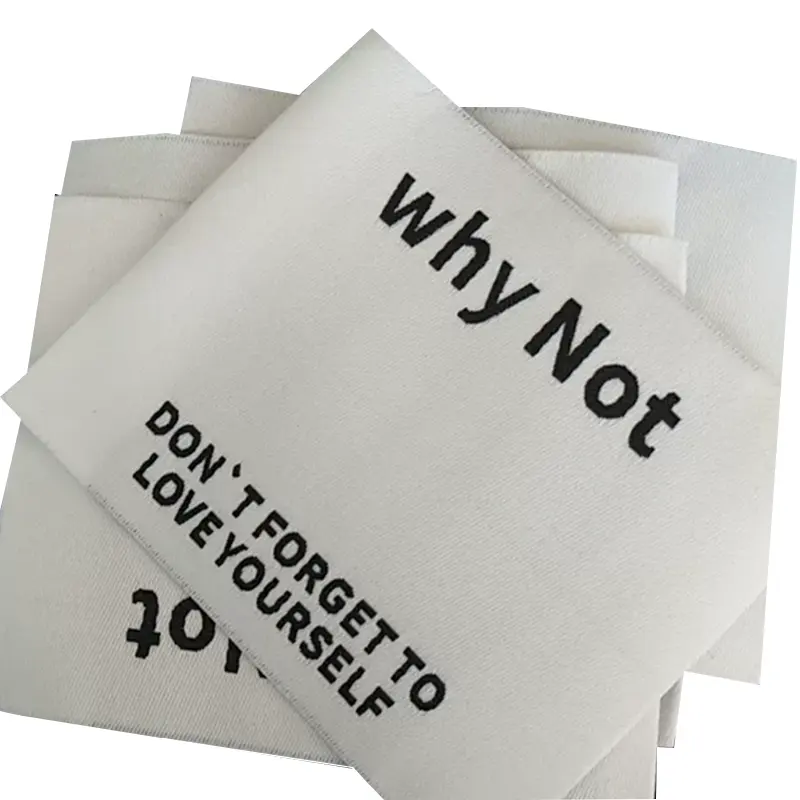 Etichette tessute damascate in tessuto con Logo del marchio personalizzato etichette per etichette per il collo dei vestiti etichette per cucire in ferro su indumenti