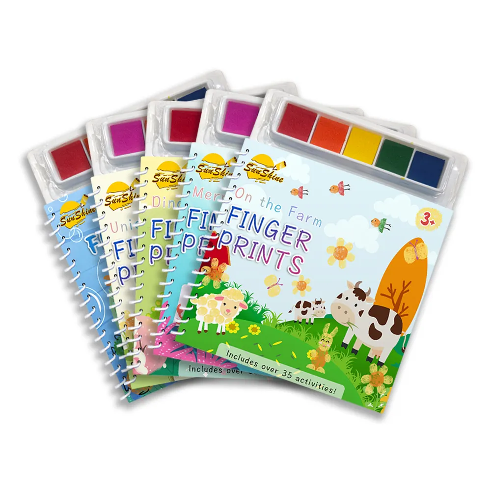 2023 DIY उंगली चित्रकला किताबें बच्चों को प्रारंभिक शिक्षा खिलौने अंग्रेजी रंग स्याही पैड बच्चों गतिविधियों डूडल पुस्तक