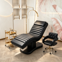 Ensemble de lit de beauté électrique de luxe en cuir pour soins du visage et des cils avec chaise d'esthéticienne, chariot et lumière demi-lune pour salon de beauté