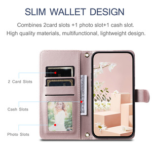 Funda de teléfono con soporte de ranura para tarjeta magnética de cuero para Galaxy S22 S23, funda tipo billetera de lujo Ultra para <span class=keywords><strong>Samsung</strong></span> A71 A51 M14 - Product Image 4