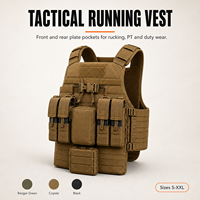 Gilet de course tactique longue portée pour hommes, jusqu'à 45 lb, gilet lesté avec poches pour plaques 10x12 et hydratation 3L