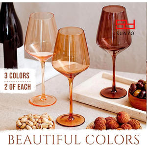 SUNYO 16.5oz Venus Coleção Vidros Elegante Colorido Vinho Óculos Conjunto De 6 Stemmed Vidro De Vinho Marrom Com Borda Fina - Product Image 5