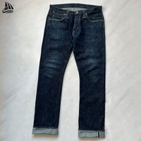 Jean en denim selvedge japonais original pour homme, coupe droite ample et décontractée, style vintage bootcut, délavé clair, avec boucle arrière personnalisée