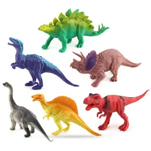Дешевый мини пластиковый детский игровой набор для От 3 до 4 лет, игрушечный динозавр в форме животных, безопасные резиновые игрушки для динозавров