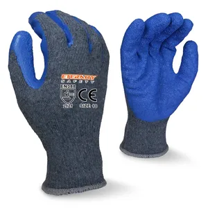 ถุงมือไนไตรล์มือสำหรับทำงานขนาด10เกจปลอดภัยผ้าไนลอนสีฟ้าแบบยับ