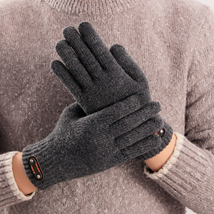 Automne hiver hommes gants tricotés écran tactile haute qualité laine couleur unie gants hommes <span class=keywords><strong>mitaines</strong></span> gants - Product Image 2