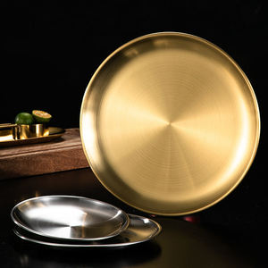 Bandeja de Pizza de acero inoxidable redonda de varios tamaños, platos, plato de servir, platos de metal para servir, vajilla, plato de comida - Product Image 2