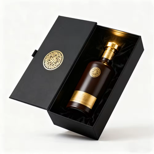 Caja de Regalo Personalizada para Vino y Refrescos, Color Negro, con Recubrimiento UV, Forro de Esponja, Cierre Magnético y Asa, Empaque de Cartón Gris de Alta Gama, Tamaños Personalizados - Product Image 1