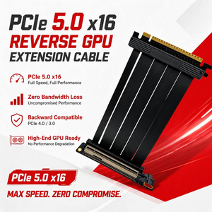 Câble <span class=keywords><strong>Riser</strong></span> Extenseur Réversible PCIe 5.0 X16 Robuste avec Verrouillage, Cœur en Cuivre TPE, pour Montage Vertical de GPU dans les Rigs de <span class=keywords><strong>Minage</strong></span> IA - Product Image 1