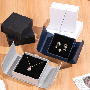 Sinh Thái Thân Thiện Tùy Chỉnh Nhỏ Cứng Nhắc Lật Bìa Đôi Mở Giấy Quà Tặng Bông Tai Vòng Cổ Vòng Cổ Bao Bì Sang Trọng Hộp Đồ Trang Sức - Product Image 3