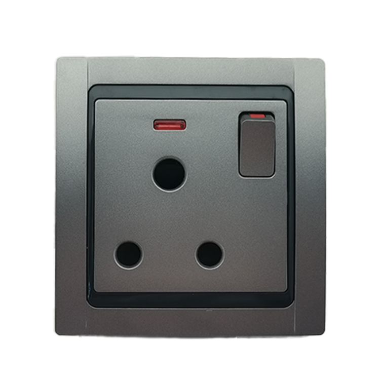 Quality Assured SASO CE Certificate BS Double Plate Silver Switch 15A Round Pin Plug Switch Socket Factory From China
