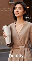 Bouteille d'eau personnalisée en acier inoxydable 316 de 800 ml, tasse isotherme à double paroi avec revêtement céramique, poignée de transport portable, double ouverture pour boire
