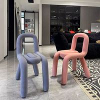 Chaise de salle à manger moderne et simple à dossier haut en tissu avec pieds en métal pour chambre et salle à manger - Meubles de maison