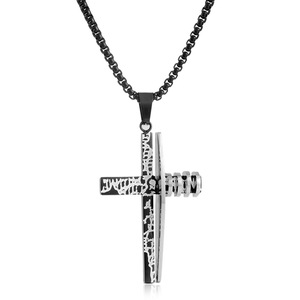 Men's <b>Cross</b> Pendant Zinc Alloy Necklace Geometric Design Tree Pattern Punk Style 12087 - Product Image 4