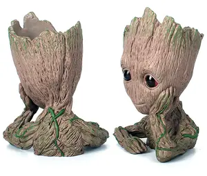 LINDA toy Tree Man Model Toy Hand up Pen Flower Pot Guardians Galaxy 2 Action Figure Baby Groot Flowerpot