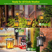 JIANGYU Lámparas Solares para Exteriores, Linterna con Llama Simulada, IP65 Impermeable, Control Inteligente de Luz, para Porche, Patio, Escalera