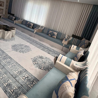 Ensemble de canapé arabe Majlis Design carré recouvert de tissu rempli d'éponge et cadre en bois massif pour meubles de salon à la maison