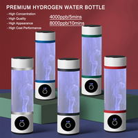 Bouteille d'eau hydrogénée intelligente portable 3-en-1 8000ppb riche en alcalin, générateur d'ions SPE PEM, 350ml Tritan anti-corrosion