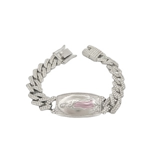 Pulsera Religiosa Gruesa de Plata 14k con Zirconia, Diseño Único de Dios de la Muerte de Guadalupe con Guadaña, Estilo Punk Popular, Tres Tonos Oro Laminado - Product Image 1